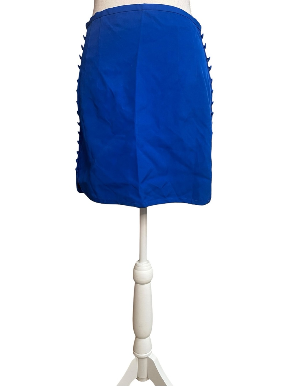 Zara Satin Effect Buttoned Mini Skirt Royal Blue